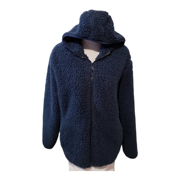 Unisex - BT Supply Co. Navy Blue Plush Hooded Jacket - Size M-L - Picture 1 of 7